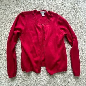 Red jeweled button cardigan